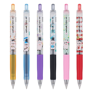日本uniball三菱铅笔中性笔啾啵啵JOBBO联名限定UMN-105黑笔0.5mm卡通图案按动式顺滑速干小学生用刷题笔