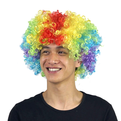 炫彩红鼻子年会道具爆炸头假发