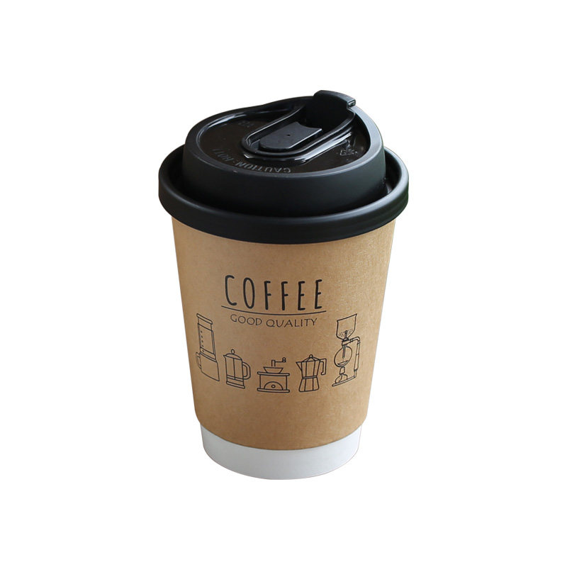 牛皮纸杯一次性咖啡杯带盖外出携带奶茶杯商用热饮打包杯定制
