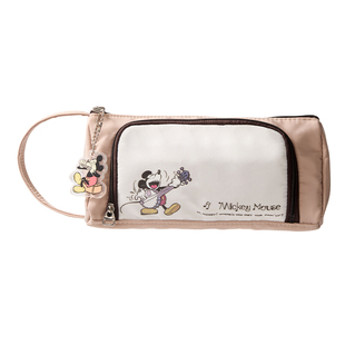 迪士尼米奇学生笔袋儿童男生大容量简约文具盒女孩高颜值便携铅笔盒美式复古小学生专用卡通铅笔收纳袋文具袋