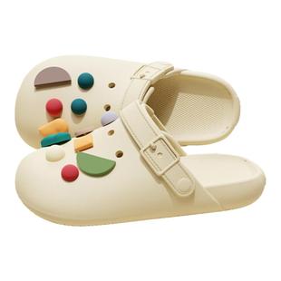 包头洞洞鞋女夏季2024新款外穿厚底踩屎感居家用防滑沙滩拖鞋男生