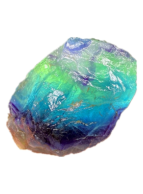 蓝绿萤石原矿水晶毛料造景碎石