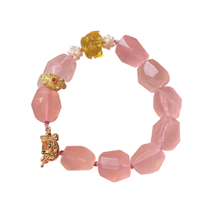 三生三世月老同心结钥匙手链结缘良人比克粉晶古风水晶手串手链