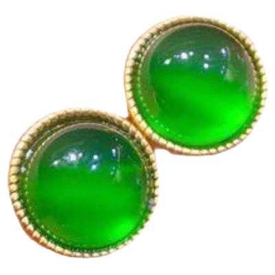 925纯银珠宝原创绿玉髓玛瑙耳钉