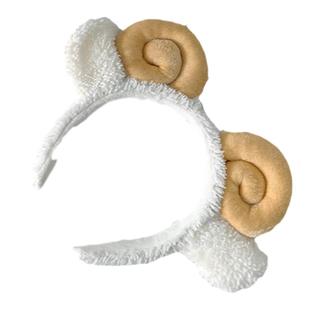 可爱羊角发箍卡通毛绒头箍简约羊羔毛绒洗脸发卡少女超萌宽边头饰