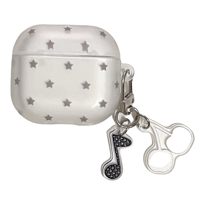 ins磨砂黑白星星耳机保护套适用airpods5保护壳华强北5代苹果AirPods耳机壳套4代保护壳硅胶pro2/3代软壳少女