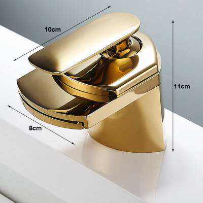 全铜黑扁嘴瀑布面盆水龙头卫生间洗手洗脸盆台盆台上盆冷热水龙o.