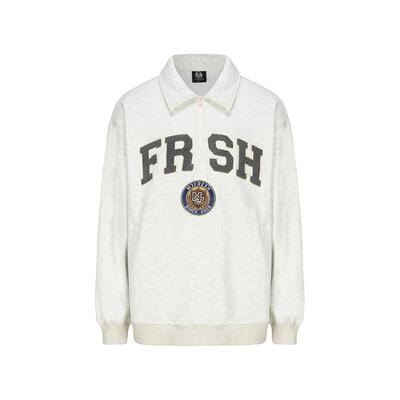 顽童MJFRESH 秋冬立领半拉链美式刺绣学院风抓绒卫衣卫裤套装