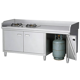 304不锈钢工作台灶台厨房橱柜商用操作台家用碗柜打荷台整体焊接