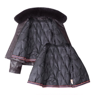 短款鹅绒羽绒服女可拆卸鹅绒内胆狐狸毛领保暖外套一衣三穿皮外套