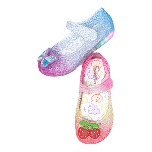 闪灯鞋|斯纳菲女童凉鞋2026春夏儿童卡通渐变女孩水晶宝宝公主鞋