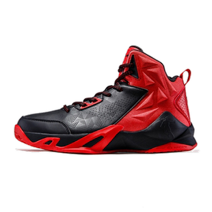 乔丹高帮篮球鞋冬款男皮面黑红色运动鞋正品学生专业训练比赛战靴