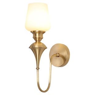 壁灯简约美式轻奢全铜法式复古简欧客厅背景墙卧室床头网红灯防尘