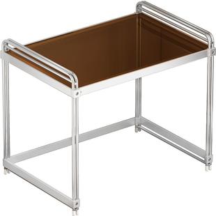 不锈钢+钢化玻璃厨房微波炉置物架台面烤箱电饭煲一体电器收纳架