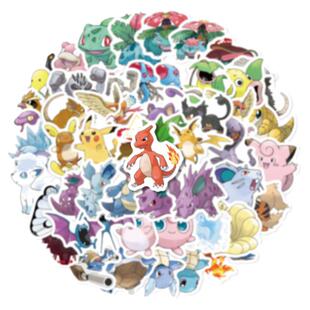 200张不重复宠物小精灵大合集贴纸宝可梦神奇宝贝手机行李箱贴画