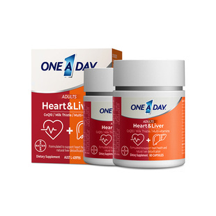 【自营】拜耳OneADay熬夜心肝宝奶蓟草护旰片辅酶Q10护心脏*2瓶