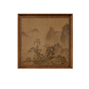 仿古山水图宋代美学茶室书法装饰画新中式客厅玄关挂画实木框壁画