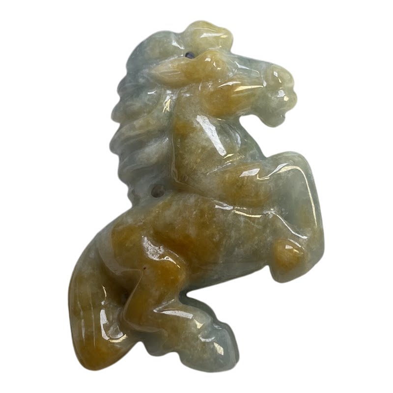 隆慈缘A货冰糯黄翡翠马吊坠