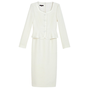 【1996系列】YINER音儿2025冬季新款三醋酸混纺假两件方领连衣裙