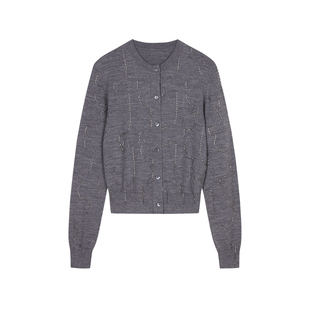 JNBY/江南布衣春秋针织开衫珠管绣毛衣修身开襟针织衫5O8313670