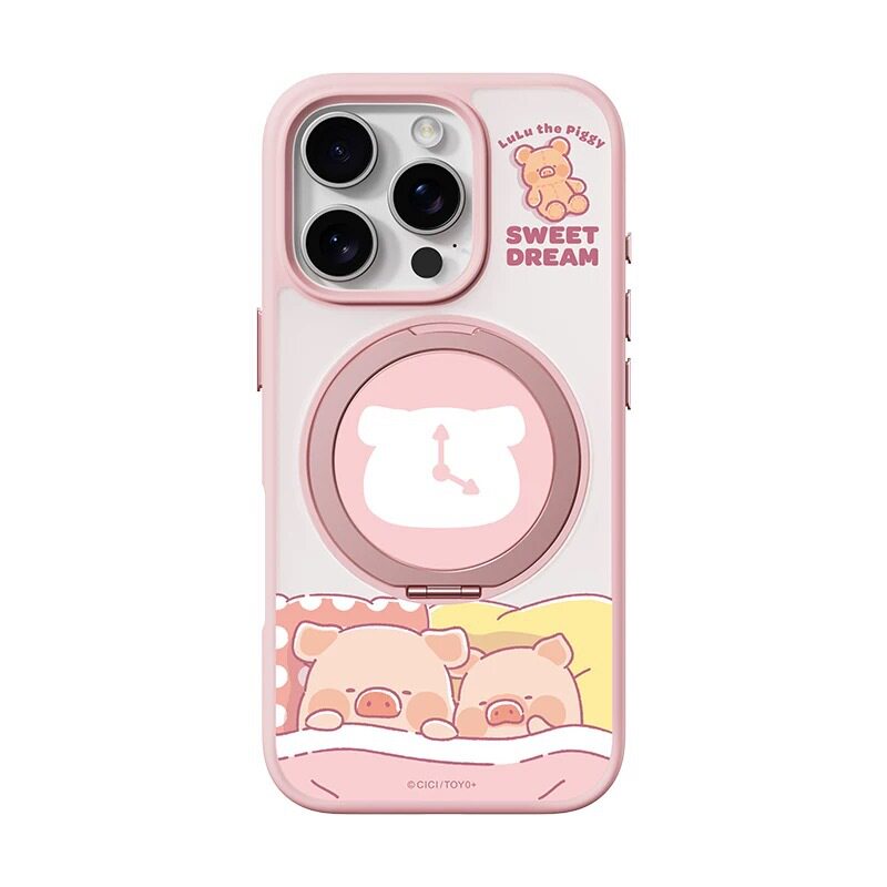 ROCK适用苹果iphone17promax手机壳新款LULU联名卡通小猪防摔手机套可爱保护壳磁吸支点旋转支架