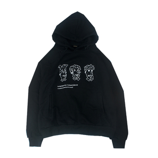SKRM & 废克赛文 复古手绘印花虚假面具连帽卫衣情侣宽松套头帽衫