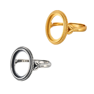 椭圆形戒指空托镀18K金男女戒托