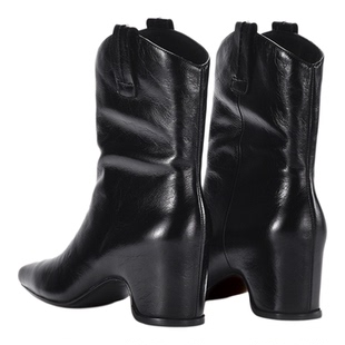 MILLIE'S/妙丽骑士靴女款美拉德靴子女冬季加绒方头复古中筒靴女Q