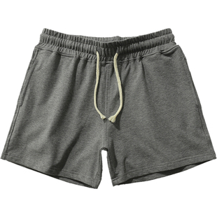 运动休闲短裤男生韩版修身纯色面料三分裤字母刺绣超短裤健身潮流