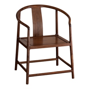 空器木作新中式黑胡桃木实木圈椅围椅太师椅茶椅禅椅主人椅三件套