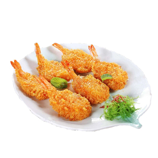 亚洲渔港黄金蝴蝶虾裹粉凤尾虾球宝宝辅食小吃油炸半成品10枚170g