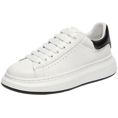 百丽男鞋轻便麦昆小白板鞋商场款真牛皮厚底增高休闲鞋加绒8LB01