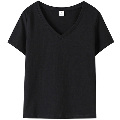 短款v领卡腰小衫棉质小个子上衣