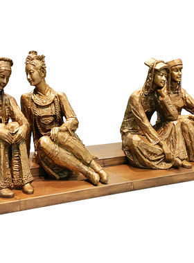 玻璃钢铸铜少数民族少女人物雕塑