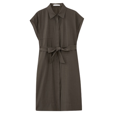 水云间咖色翻领衬衫裙女吊带裙两件套极简疗愈通勤风2026夏季新款