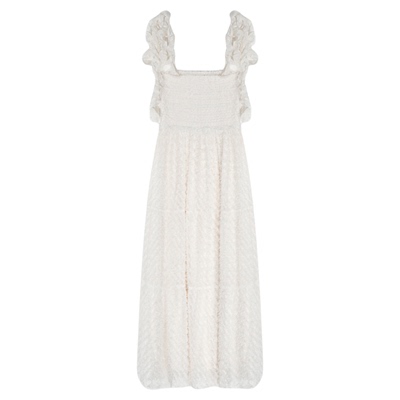 Heatherich连衣裙女2025年夏季新款系带木耳边提花吊带裙326090