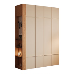 木兜家具骨骼线衣柜子2026新款家用卧室实木大衣橱靠墙一体收纳柜