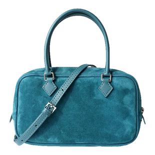 AbbottVINTAGE【小方砖】简约磨砂牛皮拼接小方包复古手提斜挎包