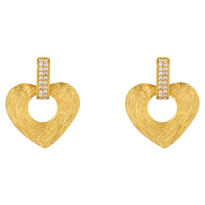 一撇一捺YPYN爱心耳钉女金色耳环小众独特贵气耳饰流行饰品首饰