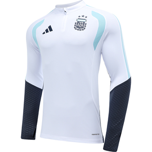Adidas阿根廷队球衣2026年美加墨世界杯足球服半拉链长袖男JY7035