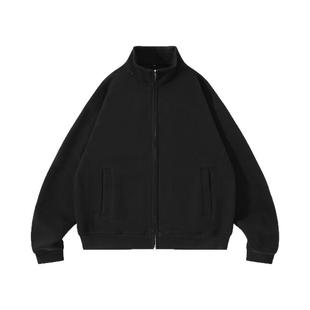 420g重磅黑色短款立领卫衣开衫男春秋季2025新款上衣外套休闲宽松