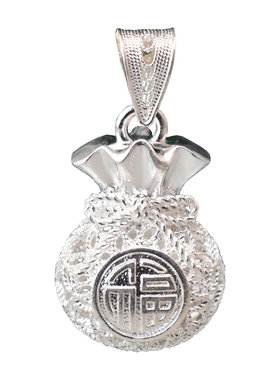 足银999手工花丝福袋吊坠项链