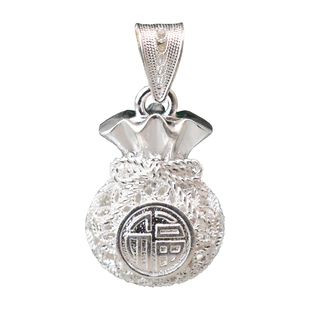 999纯银福袋吊坠项链手工花丝镂空锁骨链足银钱袋民族风送女友礼