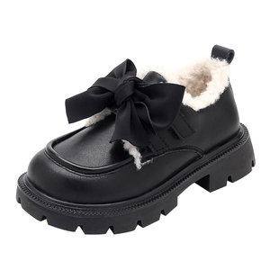 女童二棉鞋子儿童公主皮鞋2025新款冬季加绒女宝毛毛鞋大棉雪地靴