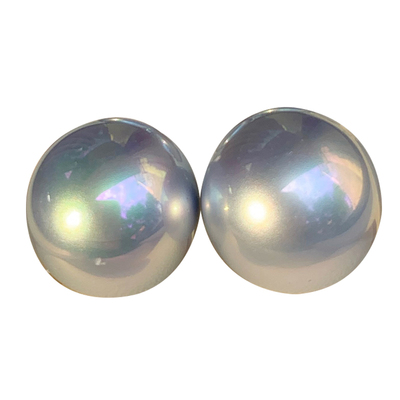 银蓝澳白/蓝玫瑰 耳钉AKOYA珍珠炫彩伴彩无耳洞蚊香盘耳夹999足银