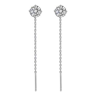 莫桑石钻纯银耳线2026新款爆款轻奢高级感秋冬流苏长耳环耳坠耳饰