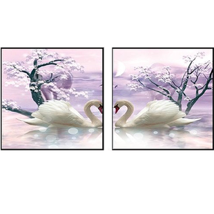 卧室装饰画现代简约床头挂画北欧温馨主卧房间壁画酒店双联墙面画