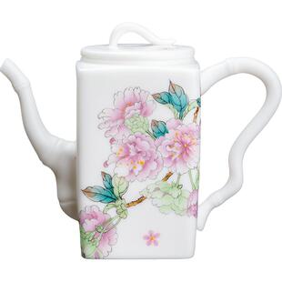 庄晓明大师手绘冰种玉瓷四方壶家用高档陶瓷茶具泡茶壶单壶送礼