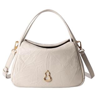 BAMPO半坡圆满包小号 头层牛皮斜挎包女通勤新款夏手抓纹菜篮子包