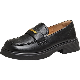 天美意厚底学院英伦乐福鞋复古单鞋女软底休闲小皮鞋2026春季新款